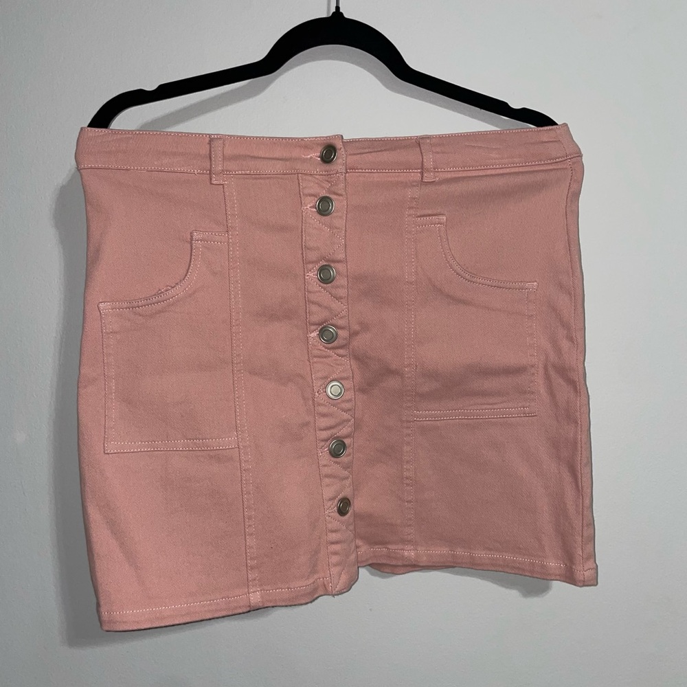 Altar'd State Blush Button-Front Mini Skirt